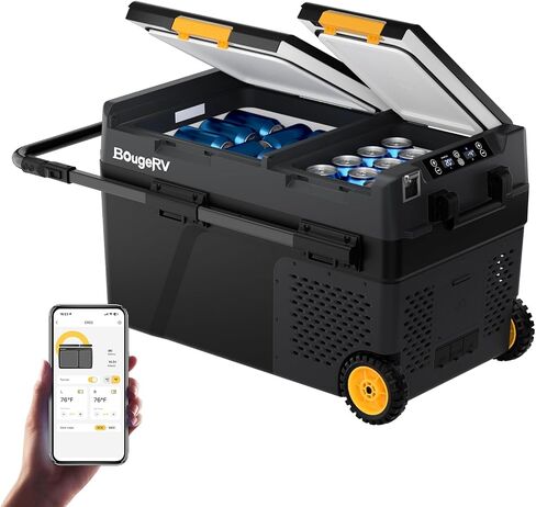 BougeRV 12 Volt Car Refrigerator, 43 Quart Portable Fridge Freezer with APP Control, -4℉ to 68℉ Dual Zone Compressor Electric Cooler 12/24V DC, 110~240V AC for Overlanding, Camping, Travel, RV, Truck in Saudi Arabia