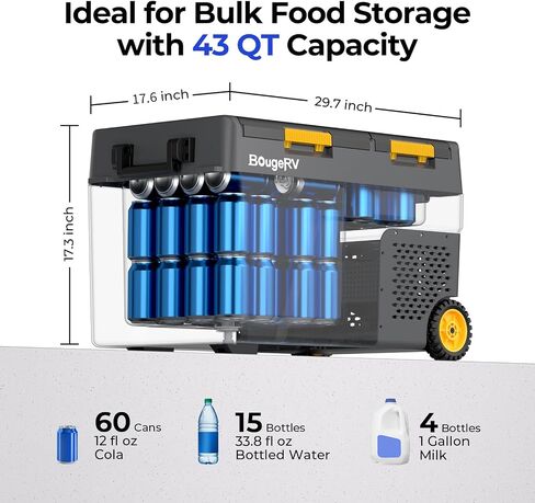 BougeRV 12 Volt Car Refrigerator, 43 Quart Portable Fridge Freezer with APP Control, -4℉ to 68℉ Dual Zone Compressor Electric Cooler 12/24V DC, 110~240V AC for Overlanding, Camping, Travel, RV, Truck in Saudi Arabia