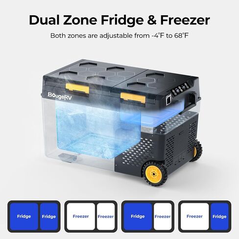 BougeRV 12 Volt Car Refrigerator, 43 Quart Portable Fridge Freezer with APP Control, -4℉ to 68℉ Dual Zone Compressor Electric Cooler 12/24V DC, 110~240V AC for Overlanding, Camping, Travel, RV, Truck in Saudi Arabia