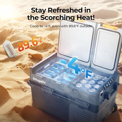 BougeRV 12 Volt Car Refrigerator, 43 Quart Portable Fridge Freezer with APP Control, -4℉ to 68℉ Dual Zone Compressor Electric Cooler 12/24V DC, 110~240V AC for Overlanding, Camping, Travel, RV, Truck in Saudi Arabia