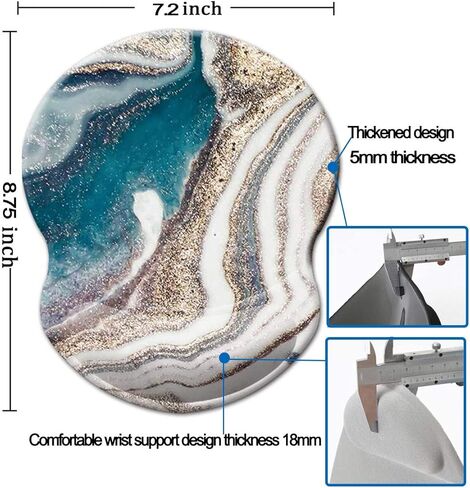 لوحة ماوس مع دعم للمعصم، مسند معصم غير قابل للانزلاق للمكتب والكمبيوتر والكمبيوتر المحمول وماك - حصيرة ماوس متينة ومريحة وخفيفة الوزن (معصم رخامي جميل -5) in Kuwait