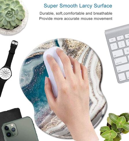 لوحة ماوس مع دعم للمعصم، مسند معصم غير قابل للانزلاق للمكتب والكمبيوتر والكمبيوتر المحمول وماك - حصيرة ماوس متينة ومريحة وخفيفة الوزن (معصم رخامي جميل -5) in Kuwait