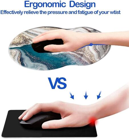 لوحة ماوس مع دعم للمعصم، مسند معصم غير قابل للانزلاق للمكتب والكمبيوتر والكمبيوتر المحمول وماك - حصيرة ماوس متينة ومريحة وخفيفة الوزن (معصم رخامي جميل -5) in Kuwait