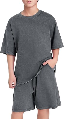 Pehmea Kids Summer Clothes Comples 2 قطعة من القميص القصير القصير القطني القصيرة والفتيات الرياضي الفتيان in Kuwait