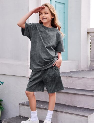 Pehmea Kids Summer Clothes Comples 2 قطعة من القميص القصير القصير القطني القصيرة والفتيات الرياضي الفتيان in Kuwait