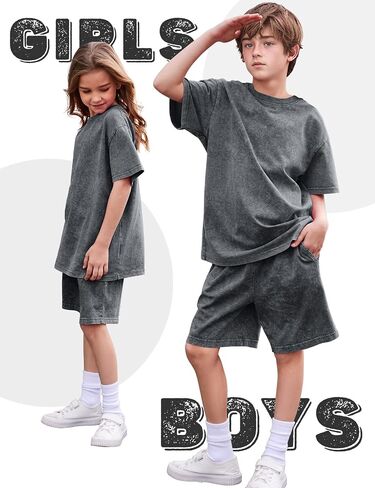 Pehmea Kids Summer Clothes Comples 2 قطعة من القميص القصير القصير القطني القصيرة والفتيات الرياضي الفتيان in Kuwait
