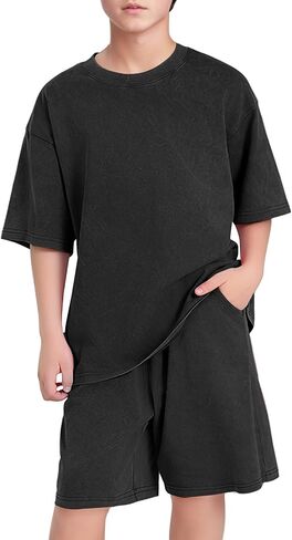 Pehmea Kids Summer Clothes Comples 2 قطعة من القميص القصير القصير القطني القصيرة والفتيات الرياضي الفتيان in Kuwait