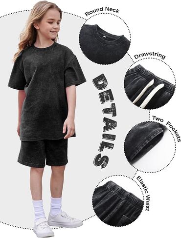Pehmea Kids Summer Clothes Comples 2 قطعة من القميص القصير القصير القطني القصيرة والفتيات الرياضي الفتيان in Kuwait