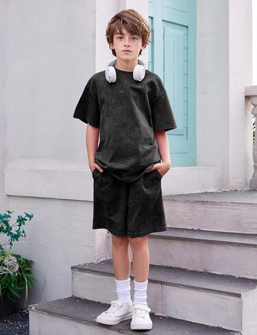 Pehmea Kids Summer Clothes Comples 2 قطعة من القميص القصير القصير القطني القصيرة والفتيات الرياضي الفتيان in Kuwait