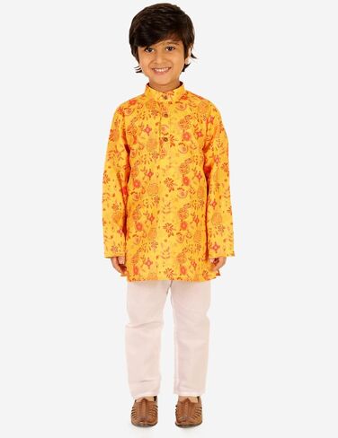 Baby Boys Cotton Printed Kurta With White Pyjama Dress in Saudi Arabia