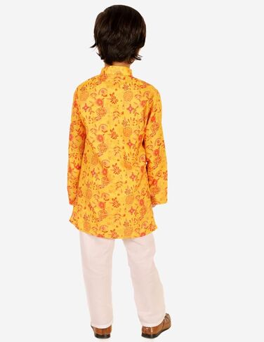 Baby Boys Cotton Printed Kurta With White Pyjama Dress in Saudi Arabia