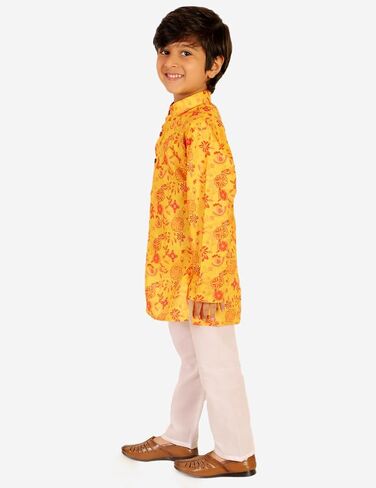 Baby Boys Cotton Printed Kurta With White Pyjama Dress in Saudi Arabia