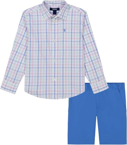 Izod Boys مجموعة قصيرة من قطعة ، قميص تراجع الزر ، وسرون الأداء in Kuwait