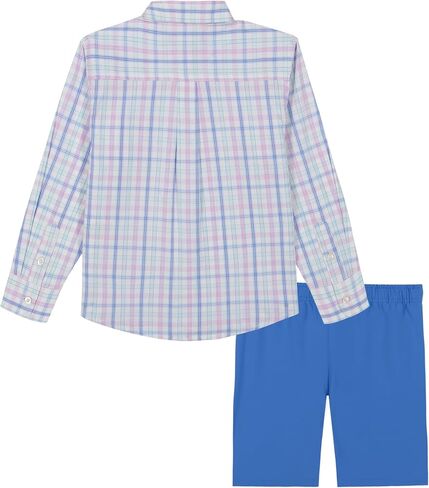 Izod Boys مجموعة قصيرة من قطعة ، قميص تراجع الزر ، وسرون الأداء in Kuwait