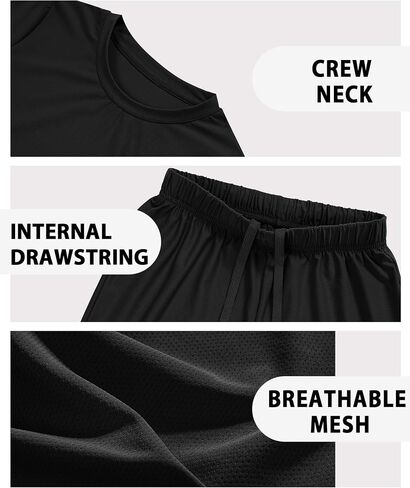 Boys Athletic Short Sets 2 Piece T-Shirt and Shorts for Kids Loose Mesh Outfit Sets in Saudi Arabia