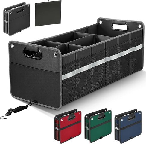 Car Trunk Organizer, Car Storage Organizer, Collapsible Multi Compartment for Car, Suv, Sedan, Truck, 100L, Extra Larger (Black, 100L) in Saudi Arabia