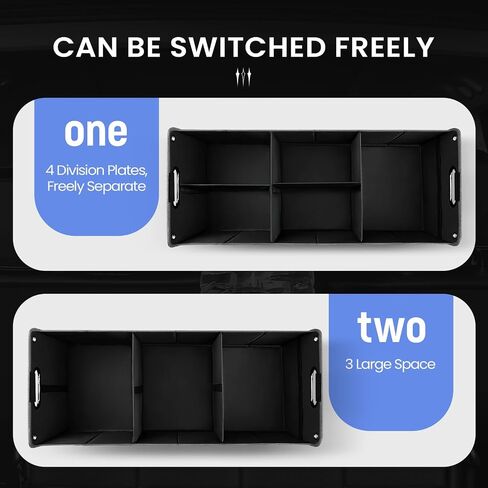 Car Trunk Organizer, Car Storage Organizer, Collapsible Multi Compartment for Car, Suv, Sedan, Truck, 100L, Extra Larger (Black, 100L) in Saudi Arabia