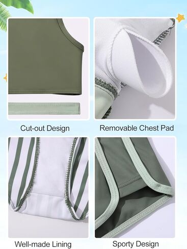 بنات 3 قطعة بدلة الاستحمام الأطفال بلوك عالي الخصر سبورت تانكيني in Kuwait