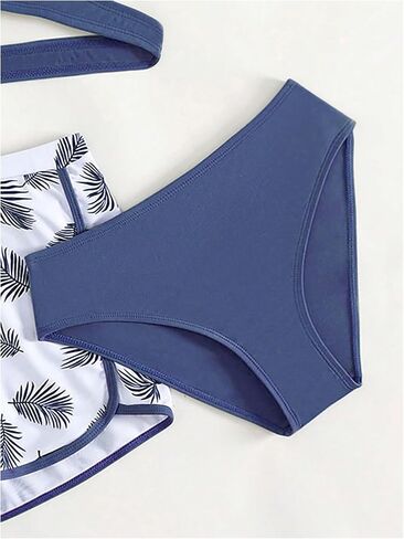 Girl's 3 Piece Swimsuit Tropical Wrap Criss Cross Cute Bikini Set Bathing Suit with Beach Shorts in Saudi Arabia