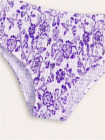 SHENHE Girl's Floral Swimsuits 2 Piece Scoop Neck Bikini Spaghetti Strap Smocked Bathing Suit in Saudi Arabia