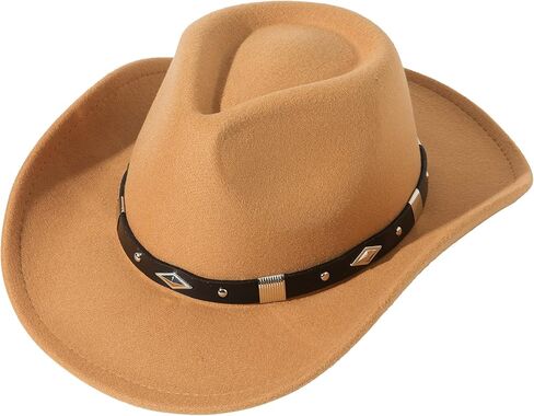 Joyebuy Classic Wide Brim Women Men Western Style Cowboy Cowgirl Hats مع حزام الإبزيم in Kuwait