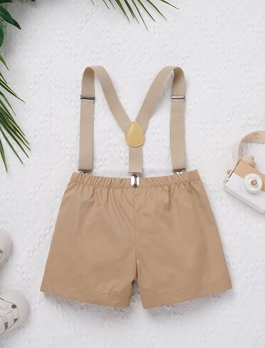OBEEII First Birthday Outfit Baby Boy Cake Smash Outfit Safari Zookeeper Animal Lion Bow Tie Romper + Suspender Shorts + Hat in Saudi Arabia