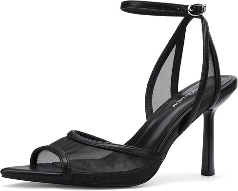Women's Mesh Peep Toe Sandals Buckle Strap 3.14" Heel Comfortable Rubber Sole Shoes Summer for Party and Casual Occasions in Kuwait