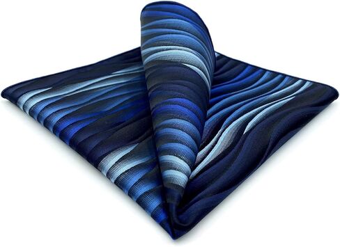 S&W SHLAX&WING Pocket Squares for Men Ripple Blue Turquoise Large XL for Suits in Saudi Arabia