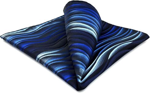 S&W SHLAX&WING Pocket Squares for Men Ripple Blue Turquoise Large XL for Suits in Saudi Arabia