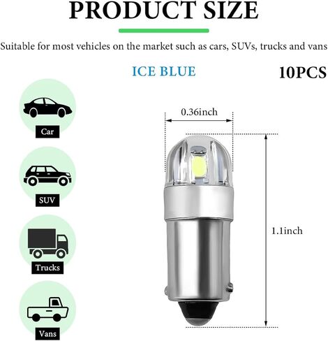 10pcs BA9S BA9 1895 1891 53 57 47830 لمبة LED ، Super Bright 2SMD 3030CHIPS BA9S LED BLOB GLOVE LIGH in Saudi Arabia