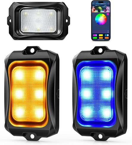 Mictuning 2nd -gen RGB LED مصابيح موسيقى الروك مع وحدة تحكم بلوتوث ، وظيفة التوقيت ، وضع الموسيقى - 8 قرون Multicolor Neon LED Kit in Saudi Arabia