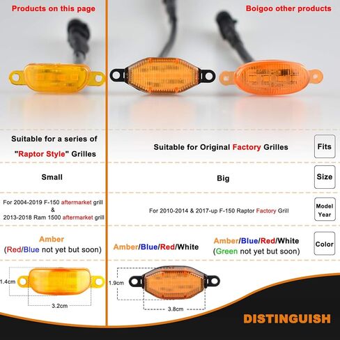 Boigoo Front Grille Light Compatible with Ford F150 Raptor 2004-2019 & Dodge Ram 1500 2013-2018 Raptor Style Aftermarket Grilles, Cars Grid Decorative Amber LED (Yellow Lights Smoked Lens) in Kuwait