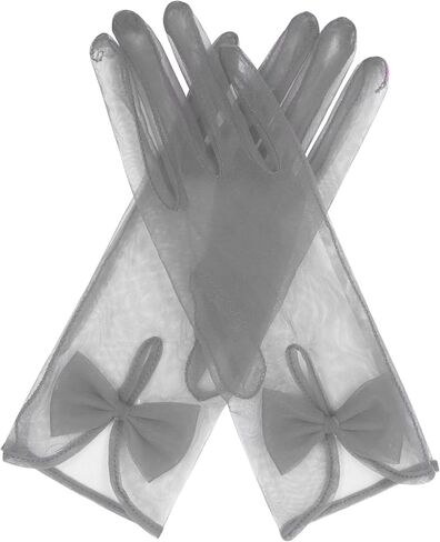 QRBTSCL Women's Short Tea Party Gloves Tulle Gloves with Bowknot Mesh Glove Wedding Bridesmaids Evening Party Glove in Kuwait
