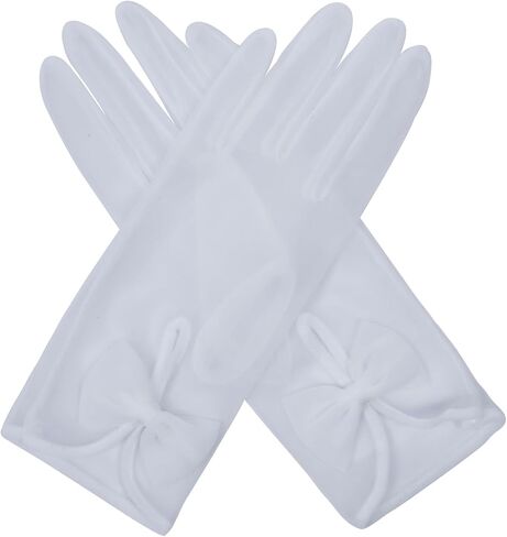 QRBTSCL Women's Short Tea Party Gloves Tulle Gloves with Bowknot Mesh Glove Wedding Bridesmaids Evening Party Glove in Kuwait