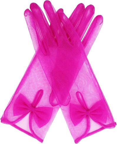 QRBTSCL Women's Short Tea Party Gloves Tulle Gloves with Bowknot Mesh Glove Wedding Bridesmaids Evening Party Glove in Kuwait