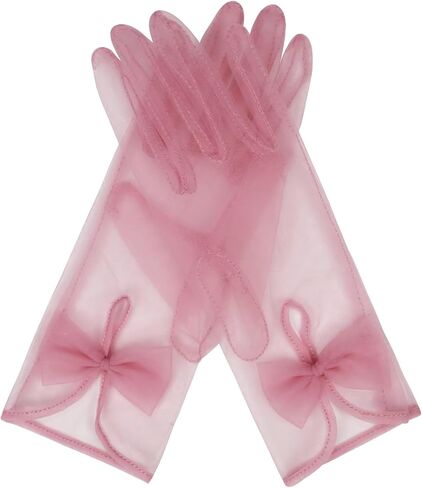 QRBTSCL Women's Short Tea Party Gloves Tulle Gloves with Bowknot Mesh Glove Wedding Bridesmaids Evening Party Glove in Kuwait