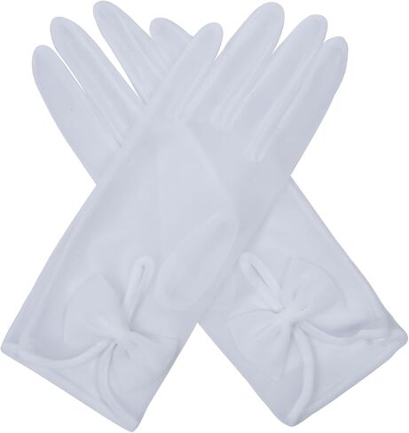 QRBTSCL Women's Short Tea Party Gloves Tulle Gloves with Bowknot Mesh Glove Wedding Bridesmaids Evening Party Glove in Kuwait