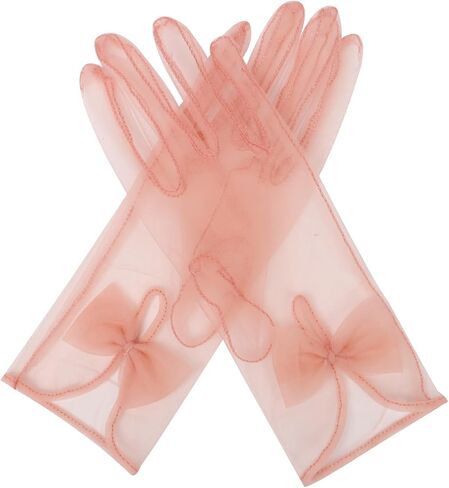 QRBTSCL Women's Short Tea Party Gloves Tulle Gloves with Bowknot Mesh Glove Wedding Bridesmaids Evening Party Glove in Kuwait