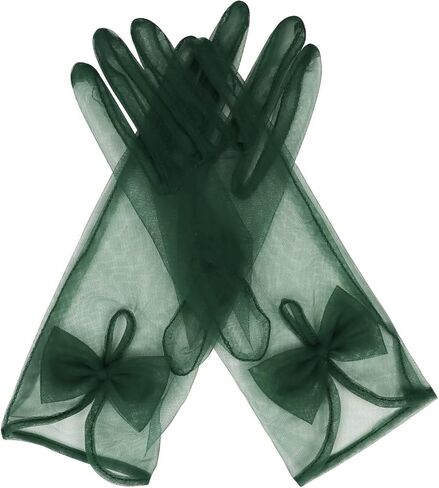 QRBTSCL Women's Short Tea Party Gloves Tulle Gloves with Bowknot Mesh Glove Wedding Bridesmaids Evening Party Glove in Kuwait