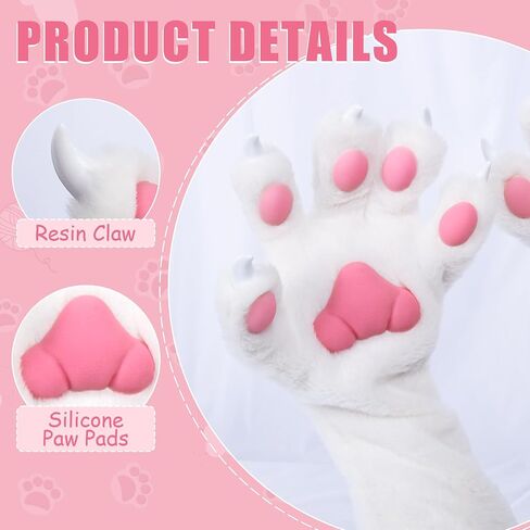 Cosplay Furry Cat Claw Long Hloves Paws Finger Paws Mittens Assume Expensions for Halloween in Kuwait