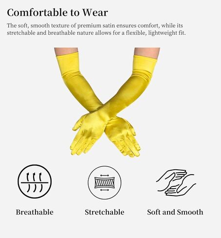 MDSTYLE Long Opera Gloves for Women - 20s Party Costume - Elbow Length Tea Party Satin Gloves - Princess Accessories in Saudi Arabia