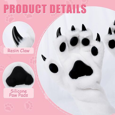 Cosplay Furry Cat Claw Long Hloves Paws Finger Paws Mittens Assume Expensions for Halloween in Kuwait