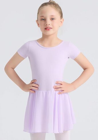 Ballet Leotards for Girls Ballet Dress Toddler Dance Leotard Short Sleeve and Criss-Cross Back, 2T-11Y in Saudi Arabia