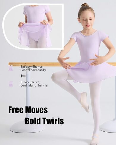 Ballet Leotards for Girls Ballet Dress Toddler Dance Leotard Short Sleeve and Criss-Cross Back, 2T-11Y in Saudi Arabia