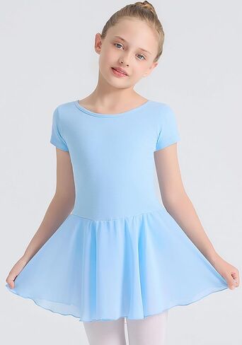 Ballet Leotards for Girls Ballet Dress Toddler Dance Leotard Short Sleeve and Criss-Cross Back, 2T-11Y in Kuwait