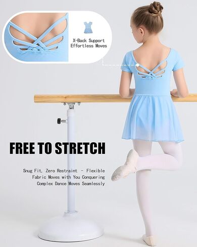 Ballet Leotards for Girls Ballet Dress Toddler Dance Leotard Short Sleeve and Criss-Cross Back, 2T-11Y in Kuwait