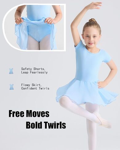 Ballet Leotards for Girls Ballet Dress Toddler Dance Leotard Short Sleeve and Criss-Cross Back, 2T-11Y in Kuwait