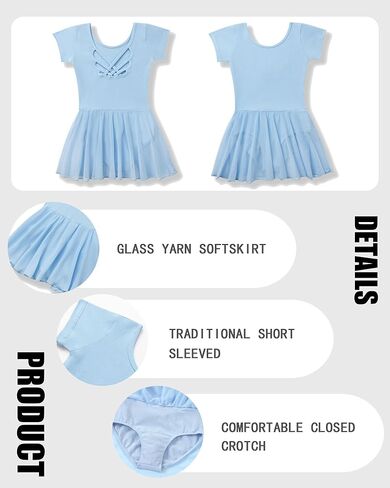 Ballet Leotards for Girls Ballet Dress Toddler Dance Leotard Short Sleeve and Criss-Cross Back, 2T-11Y in Kuwait