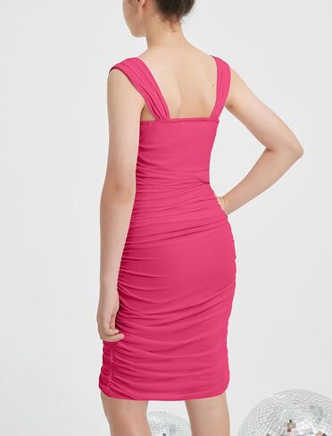 EXARUS Girls Dance Dress with Built in Bra Teen Ruched Bodycon Mesh Front Wrap Hem Tween Easter Party Tight Mini Dresses in Kuwait