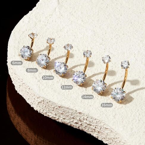 1PC G23 Titanium Belly Button Rings 14G 1.6MM Round Cubic Zirconia Belly Rings 6 Sizes of Length to Choose Navel Barbell Belly Piercing Jewelry for Women in Saudi Arabia